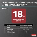 Crown Staplers | Makita XTS02Z 18V LXT Brushless Lithium-Ion 18-Gauge 1/4 in. Cordless Narrow Crown Stapler (Tool Only) image number 8