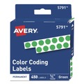 | Avery 5791 0.25 in. Diameter Handwrite-Only Permanent Self-Adhesive Round Color-Coding Labels in Dispensers - Green (450/Pack) image number 0
