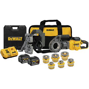 THREADING TOOLS | Dewalt FLEXVOLT 60V MAX Lithium-Ion Cordless Pipe Threader Kit with (6) Die Heads (9 Ah) - DCE700X2K