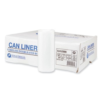 Inteplast Group High-Density 16-gal. 8 Microns 24 in. x 33 in. Commercial Can Liners - Natural (1000/Carton) - S243308N