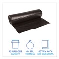  | Boardwalk H8046HKKR01 40 in. x 46 in. 45 gal. 0.6 mil Low-Density Waste Can Liners - Black (100/Carton) image number 3