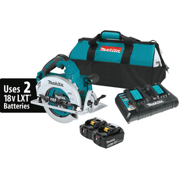 CIRCULAR SAWS | Makita XSH06PT 18V X2 (36V) LXT Brushless Lithium-Ion 7-1/4 in. Cordless Circular Saw Kit with 2 Batteries (5 Ah)