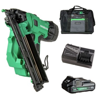 FINISH NAILERS | Metabo HPT 18V MultiVolt Lithium-Ion Brushless 15-Gauge Cordless Angled Finish Nailer Kit (2 Ah) - NT1865DAAM