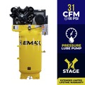 Stationary Air Compressors | EMAX EI07V080V1 7.5 HP 80 Gallon 2-Stage Single Phase Industrial V4 Pressure Lubricated Solid Cast Iron Pump 100 PSI Air Compressor image number 5