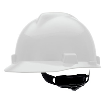 PROTECTIVE HEAD GEAR | MSA V-Gard Cap Style Slotted Cap Hard Hat with Fas-Trac III Suspension - White - 477477