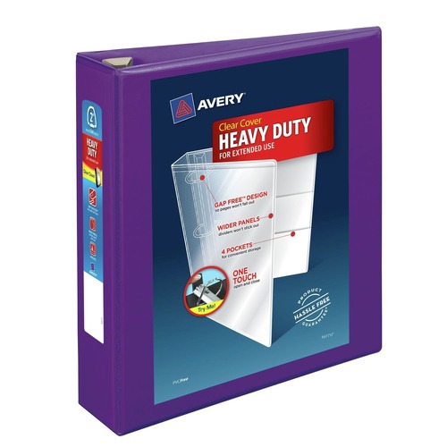  | Avery 79777 3 One Touch EZD Rings 2 in. Capacity 11 in. x 8.5 in. Heavy-Duty View Binder with DuraHinge - Purple (6/Carton) image number 0