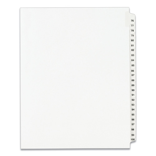 July Member-Exclusive Offer Save 10% off on One Item | Avery 01333 11 in. x 8.5 in. 25-Tab 76 to 100 Avery Style Preprinted Legal Exhibit Side Tab Index Dividers - White (1-Set) image number 0