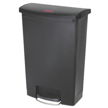 WASTE CANS | Rubbermaid Commercial Streamline 24-Gallon Front Step Style Resin Step-On Container- Black - 1883615
