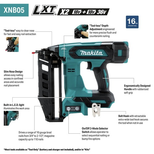 Makita 18V LXT Brushless Lithium-Ion 16-Gauge 2-1/2 in. Cordless