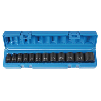 Grey Pneumatic 12-Piece 3/8 in. Drive 6-Point SAE Standard Impact Socket Set - 1213