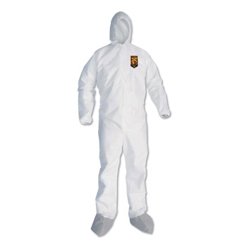 Ansell 48977 A45 Liquid/Particle Protection Surface Prep/Paint Coveralls - Quadruple Extra Large, White (25/Carton)