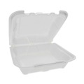  | Pactiv Corp. YTD188010000 8.42 in. x 8.15 x 3 in. Foam Hinged Lid Containers Dual Tab Lock - White (150/Carton) image number 1