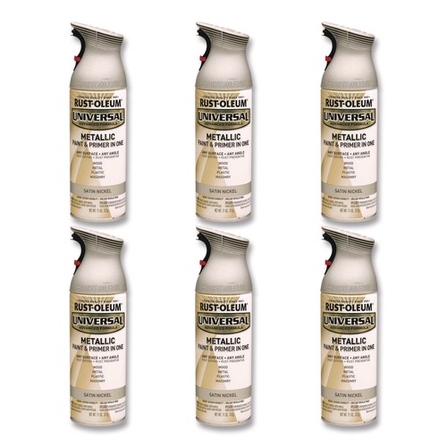 Paint | Rust-Oleum 249130 Universal Premium Spray Paint, Aged Nickel, 12 oz Aerosol Can, 6/Carton image number 0