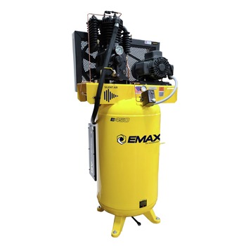 EMAX 5 HP 80 Gallon 2-Stage Single Phase Industrial Inline Pressure Lubricated Solid Cast Iron Pump 19 CFM @ 100 PSI Plus SILENT Air Compressor - ESP05V080I1
