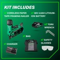 Framing Nailers | Metabo HPT NR1890DCAM 18V Lithium-Ion 30 Degree Cordless Paper Tape Framing Nailer Kit (4 Ah) image number 1