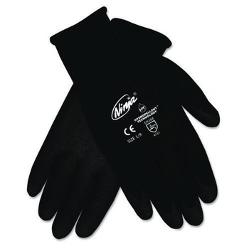 SAFETY EQUIPMENT | MCR Safety Ninja HPT PVC Coated Nylon Gloves - Large Black (12/Pack) - N9699L