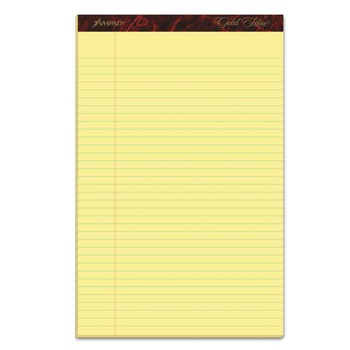 Ampad 20-030R Gold Fibre 8.5 in. x 14 in. Wide/Legal Ruled Writing Pads - Canary Yellow (1-Dozen)
