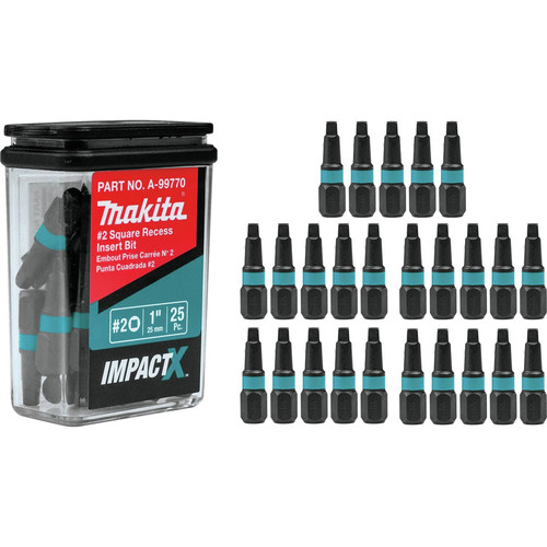 Bits and Bit Sets | Makita A-99770 Makita ImpactX #2 Square Recess 1 in. Insert Bit, 25/pk image number 0
