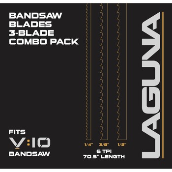 BAND SAW BLADES | Laguna Tools 1/4 in. / 3/8 in. /1/2 in. Blade Pack for V:10 Bandsaw - 110003