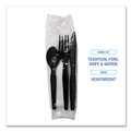  | Boardwalk BWKFKTNHWPSBLA Heavyweight Fork/Knife/Napkin/Teaspoon 4-Piece Plastic Cutlery Kit - Black (250/Carton) image number 3