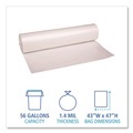 Customer Appreciation Sale! Save up to $60 on Select Tools | Boardwalk X8647DCKR01 43 in. x 47 in. 56 gal. 1.4 mil Low-Density Can Liners - Clear (100/Carton) image number 4