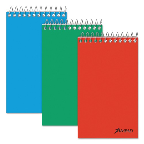  | Ampad 45-093 Narrow Ruled Memo Pads With (60) 3 in. x 5 in. Sheets - White Sheet/Assorted Cover Colors (3/Pack) image number 0