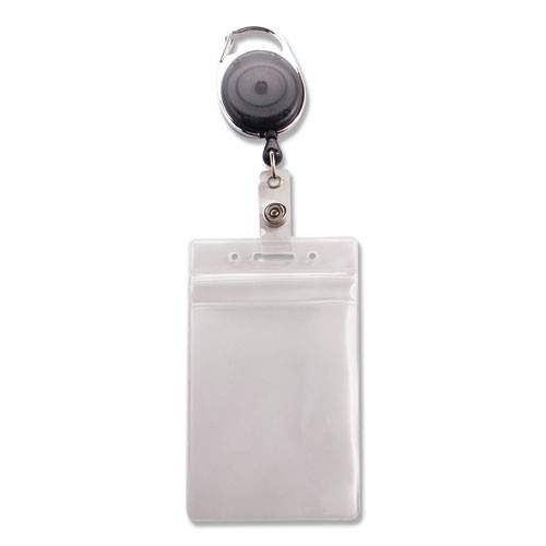 July Member-Exclusive Offer Save 10% off on One Item | Advantus 91129 2.68 in. x 5 in. Vertical Resealable Badge Holder Combo Pack with 30 in. Cord Badge Reel (10/Pack) image number 0