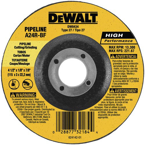 Grinding Sanding Polishing Accessories | Dewalt DW8437 7 in. x 1/8 in. A24R High Performance Pipeline Grinding Abrasives (10-Pack) image number 0