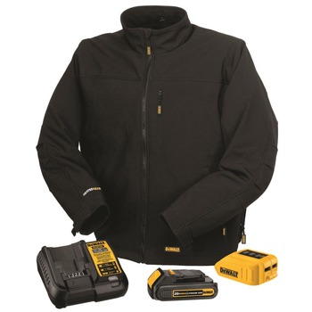 HEATED GEAR | Dewalt DCHJ060ABD1-M 20V MAX Lithium-Ion Soft Shell Heated Work Jacket Kit - Medium, Black (2 Ah)