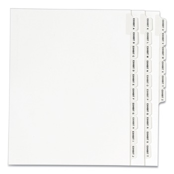 Avery 11 in. x 8.5 in. 26-Tab Exhibit A to Exhibit Z Avery Style Preprinted Legal Exhibit Side Tab Index Dividers - White (1-Set) - 01370