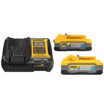 POWER TOOLS | Dewalt 20V MAX POWERSTACK Lithium-Ion Batteries and Charger Starter Kit (1.7 Ah/5 Ah) - DCBP315-2C