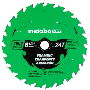 CIRCULAR SAW BLADES | Metabo HPT 6-1/2 in. 24-Tooth Industrial PTFE Circular Saw Framing Blade - 115756M