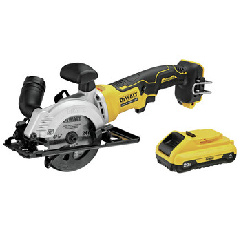 DEWALT 20V MAX SYSTEM | Dewalt 20V MAX ATOMIC Brushless 4-1/2 in. Cordless Circular Saw Kit with (1) 4Ah Battery and Charger - DCS571B-DCB240-BNDL