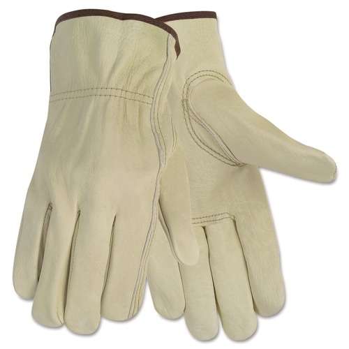 Work Gloves | MCR Safety 3215L Economy Leather Driver Gloves - Large, Beige (1-Pair) image number 0