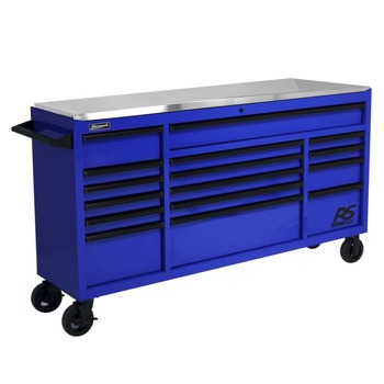 Homak RS Pro 72 in. 16 Drawer Bottom with Stainless Steel Top - Blue - BL04072164