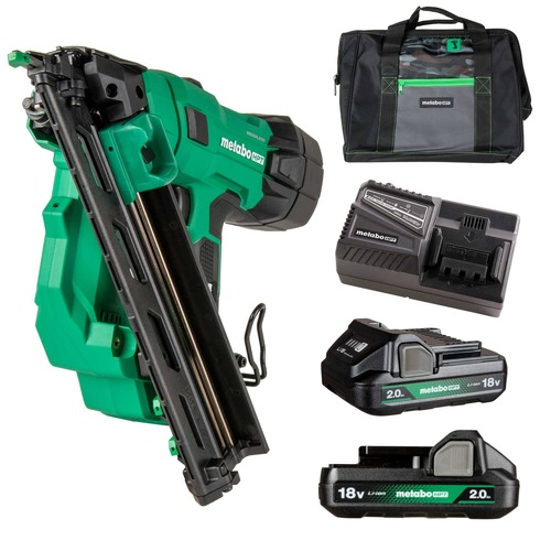 Finish Nailers | Metabo HPT NT1865DAAM382311M-BNDL 18V MultiVolt Brushless Lithium-Ion 15-Gauge Cordless Angled Finish Nailer (2 Ah) image number 0