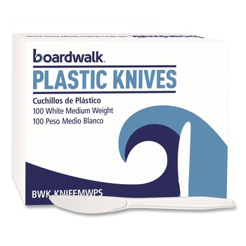 Boardwalk BWK KNIFEMWPS Mediumweight Polystyrene Knife - White (100/Box)