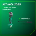 Right Angle Drills | Metabo HPT DN18DSLQ4M 18V Lithium-Ion 3/8 in. Cordless Angle Drill (Tool Only) image number 1