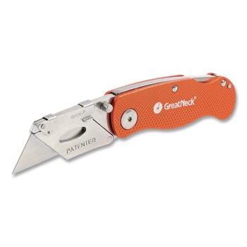 Great Neck 3.5 in. Aluminum Handle Quick Change Lock Back Utility Knife - Orange - 74201