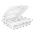  | Dart 90HT3R 9 in. x 9.4 in. x 3 in. 8 oz. 3-Compartment Foam Hinged Lid Container - White (200/Carton) image number 4