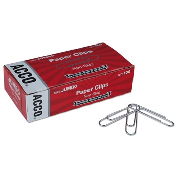 ACCO A7072585G Nonskid Paper Clips - Silver Jumbo (1000/Pack)