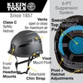 New Year New Savings! Save $25 off $150 | Klein Tools 60516 Premium KARBN Pattern Vented Class C Safety Helmet image number 11