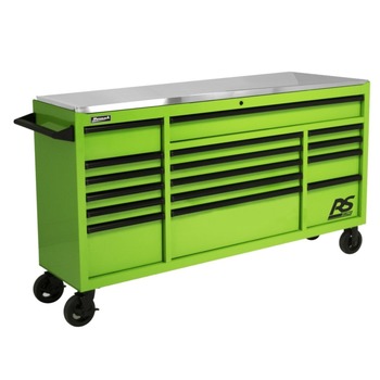 TOOL CHESTS | Homak RS Pro 72 in. 16 Drawer Bottom with Stainless Steel Top - Lime Green - LG04072164