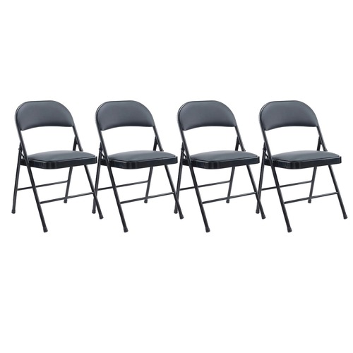 July Member-Exclusive Offer Save 10% off on One Item | Alera ALECA9416 PU Padded Folding Chair Supports Up to 250 lbs. - Black (4/Carton) image number 0