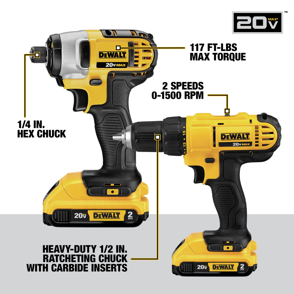 Dewalt 10Tool Combo Kit 20V MAX Cordless with (2) 2Ah Batteries