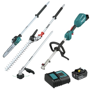 TRIMMERS | Makita 18V LXT Brushless Lithium-Ion Cordless Power Head Kit with String Trimmer/Pole Saw/Articulating Hedge Trimmer Couple Shaft Attachments (4 Ah) - XUX02SM1X5