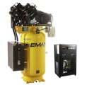 Stationary Air Compressors | EMAX ESP10V080V1PK E450 Series 10 HP 80 gal. Industrial Plus 2 Stage Lubricated Single Phase 38 CFM @100 PSI Patented SILENT Air Compressor with 58 CFM Air Dryer image number 1