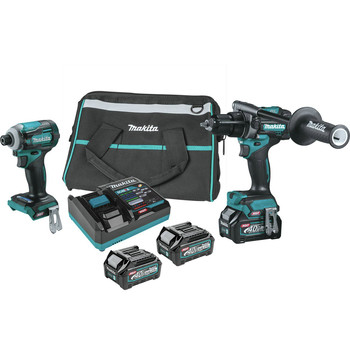 COMBO KITS | Makita 40V max XGT Brushless Lithium-Ion 1/2 in. Cordless Hammer Drill Driver and 4-Speed Impact Driver Combo Kit with 2.5 Ah Lithium-Ion Battery Bundle - GT200D-BL4025