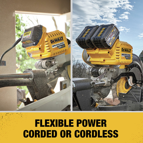 Dewalt 120V MAX FLEXVOLT 12 in. Cordless Dual Bevel Sliding Compound Miter Saw Kit with 2 6Ah Batteries and Adapter DHS790AT2