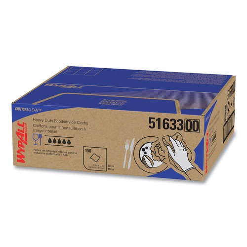  | WypAll 51633 12.5 in. x 23.5 in. Heavy-Duty Foodservice Cloths - Blue (100/Carton) image number 0